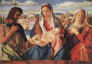 Madonna Mit Kind Sowie Der Heilige Johannes Der Täufer Und Ein Heiliger — Giovanni Bellini (giambellino)