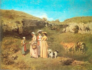 Las Jóvenes Junto Al Sena — Gustave Courbet