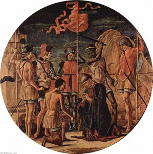 Deutsch Altarretabel Des Hl. Maurelius, Szene Martyrium Des Hl. Maurelius, Tondo — Cosmè Tura