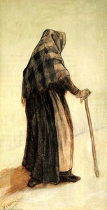 Vanhan Naisen Huivi Ja Kävelykepitä — Vincent Willem Van Gogh