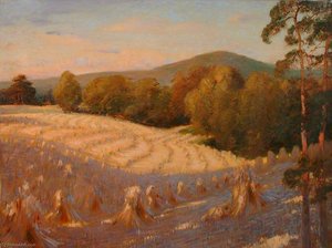 Stooked Corn In Sunshine And Shade — William Herbert Allen