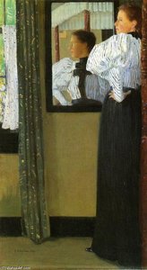 Face Reflected In A Mirror — Julian Alden Weir