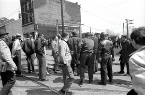 Police And Marchers Gathered On Corner During Mlk Morning March — Charles Martin Hardie