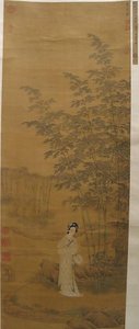 明 傳仇英 文玉圖 軸 Lady In A Bamboo Grove — Qiu Ying