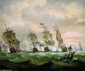 Admiral Sir Edward Hawke Defeating Admiral M. De Conflans In The Bay Of Biscay — Thomas Luny