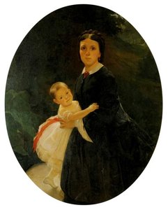 Portrait Of Shestova With Daughter — Nikolai Ge
