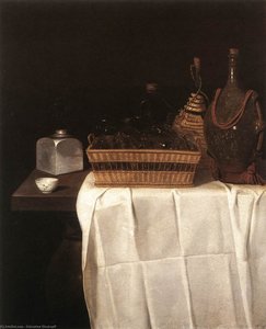 Still-life With Glasses And Bottles — Sébastien Stoskopff