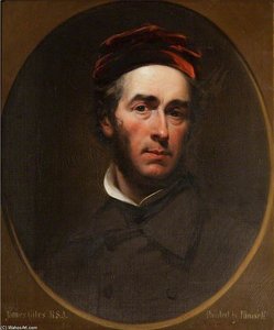 Self Portrait In A Maroon Coat And Crimson Beret — James William Giles