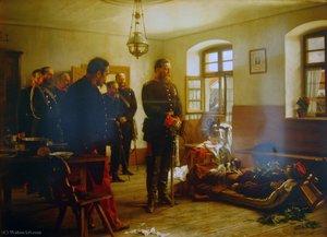 German Crown Prince Friedrich Wilhelm Contemplating The Corpse Of French General Abel Douay, Franco-prussian War, (1870) — Anton Von Werner