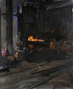 A Naval Gun In The Hydraulic Press Elswick Works, Newcastle Upon Tyne — Sir John Lavery