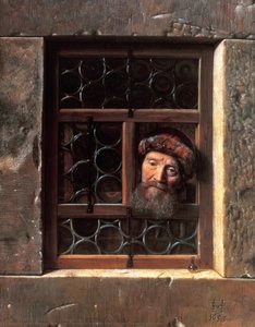 Old Man Looking Through A Window — Samuel Van Hoogstraten