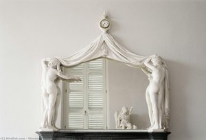 Mantelpiece Mirror With Female Nudes — Vincenzo Vela