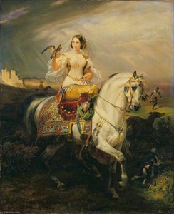 An Algerian Lady Hawking — Emile Jean Horace Vernet