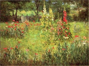 Hollyhocks And Poppies - The Hermitage — John Ottis Adams