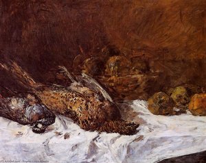 Still Life With Pheasants And A Basket Of Apples — Евген Луи Будин
