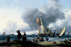 Dutchmen Embarking Onto A Yacht — Ludolf Backhuysen I