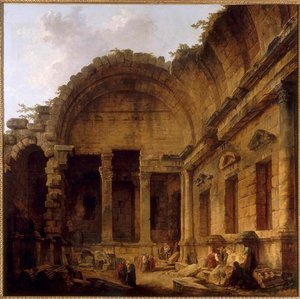 Interior Del Templo De Diana En Nimes — Hubert Robert