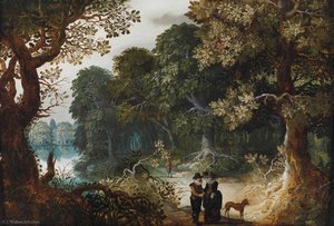 An Elegant Couple Strolling Through The Forest — Abraham Govaerts