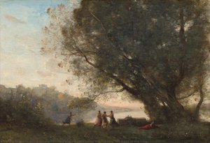 Dance Under The Trees At The Edge Of The Lake — Jean-baptiste-camille Corot