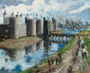 Reconstructed View Of The Tower Of London, Henry Iii's New Curtain Wall And Painted Gate, 1240 — Ivan Lapper