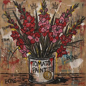 Crimson Echoes in Distressed Bloom: A Singular Study of Nostalgic Floral Spontaneity