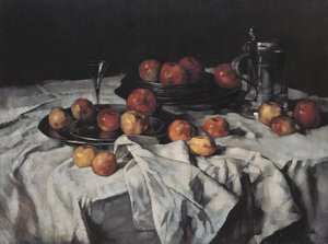 Still Life With Apples, A Pewter Jug ..and A Wine Glass — Carl Eduard Schuch