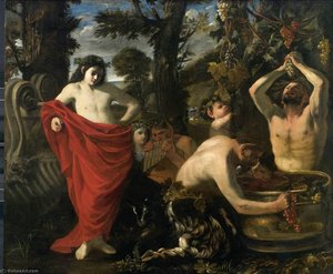 Bacchus Overseeing The Crushing Of Grapes By His Satyrs — Da Pier Francesco Mola