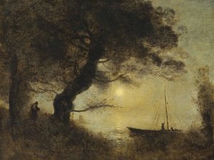 Le Bateau Au Claire De Lune — Jean-baptiste-camille Corot