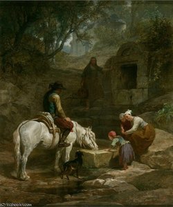 The Drinking Trough Scene In Brittany — Frederick Goodall