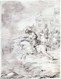 Marcus Curtius Leaping Into The Abyss On His Horse — Leonaert Bramer