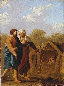 Sarah Engage Abraham A Prendre Agar Pour Femme — Cornelis Van Poelenburch
