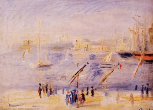 The Old Port Of Marseille, People And Boats — Pierre-auguste Renoir