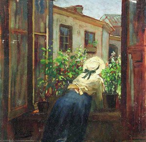By The Open Window — Konstantin Yegorovich Makovsky