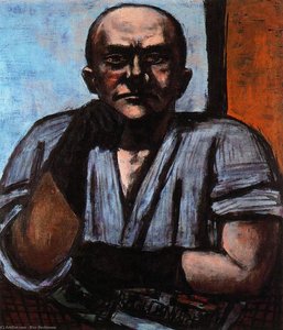 Self-portrait With Dark Blue Gloves — Max Beckmann