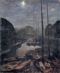 Moonlight On The Friedrichskanal In Old Berlin — Adolph Von Menzel