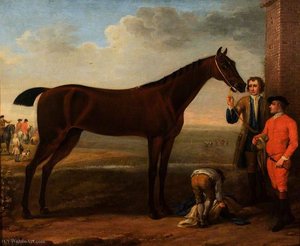 A Bay Racehorse And Attendants — John Wootton