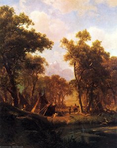 Indisches Lager, Shoshone-dorf — Albert Bierstadt