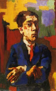 Autoportrait Aux Bras Croisés, Self-portrait With The Crossed Arms, Huile Sur Toile, — Oskar Kokoschka