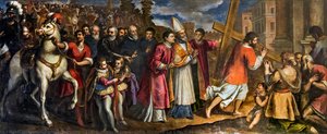 L'imperatore Eraclio Riporta La Croce Al Calvario — Jacopo Palma Il Giovane