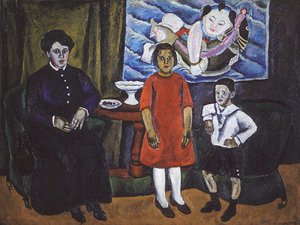 Family Portrait (against Chinese Panel) — Pyotr Konchalovsky