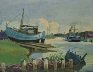 Kutter-slip Mit Bagger — Hermann Max Pechstein