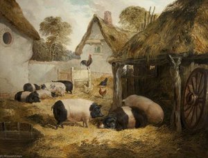 Farmyard With Saddlebacks — John Frederick Herring Ii