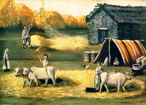Threshing Yard. Evening. — Niko Pirosmani