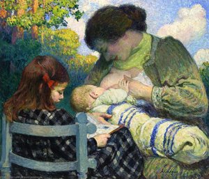 Motherhood Madame Lebasque And Her Children — Henri Lebasque