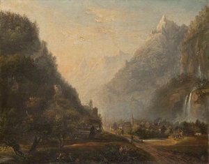 Subalpine Mountain Scenery With A Valley — Henrietta Georgiana Maria Lascelles Iremonger Chatterton