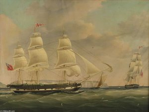 The Ship Isabella At Sea — John Wilson Carmichael