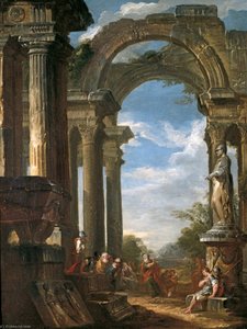 Ruins Of A Temple With An Apostle Preaching — Giovanni Paolo Panini