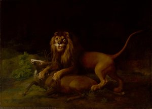 A Lion Attacking A Stag — Джордж Стабс