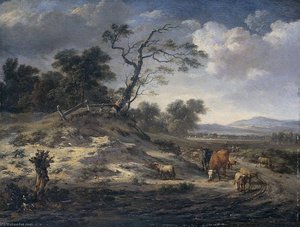 Landscape With Cattle On A Country Road — Jan Jansz Wijnants