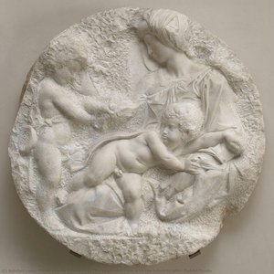 Die Jungfrau Mit Dem Christuskind Und Johannes Dem Täufer — Michelangelo Buonarroti